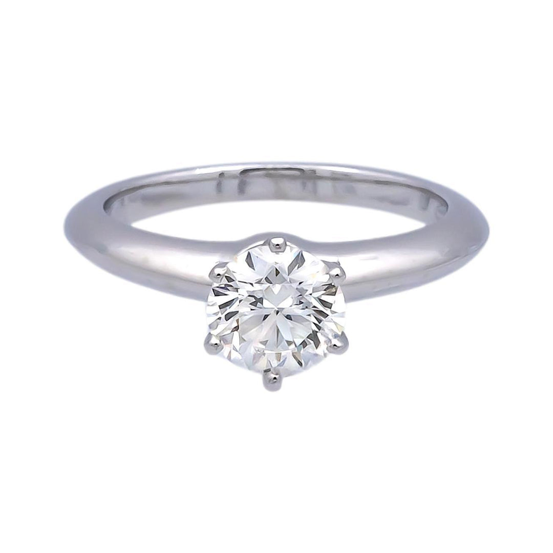 Tiffany and Co. Platinum Solitaire Round Diamond Engagement Ring 1.05 HVVS2