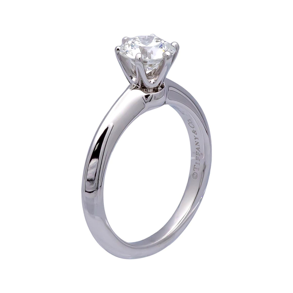 Tiffany and Co. Platinum Solitaire Round Diamond Engagement Ring 1.05 HVVS2