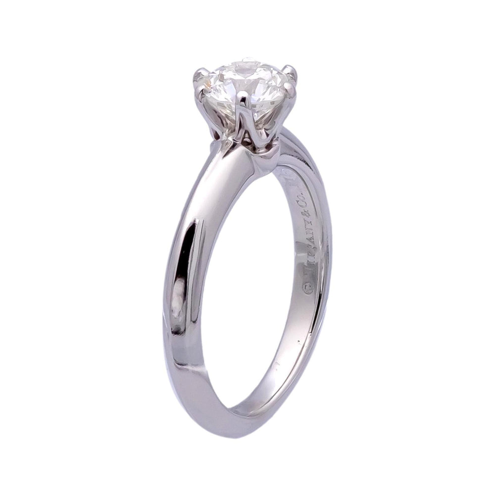 Tiffany & Co. Platinum Solitaire Round Diamond Engagement Ring .91 H VS1