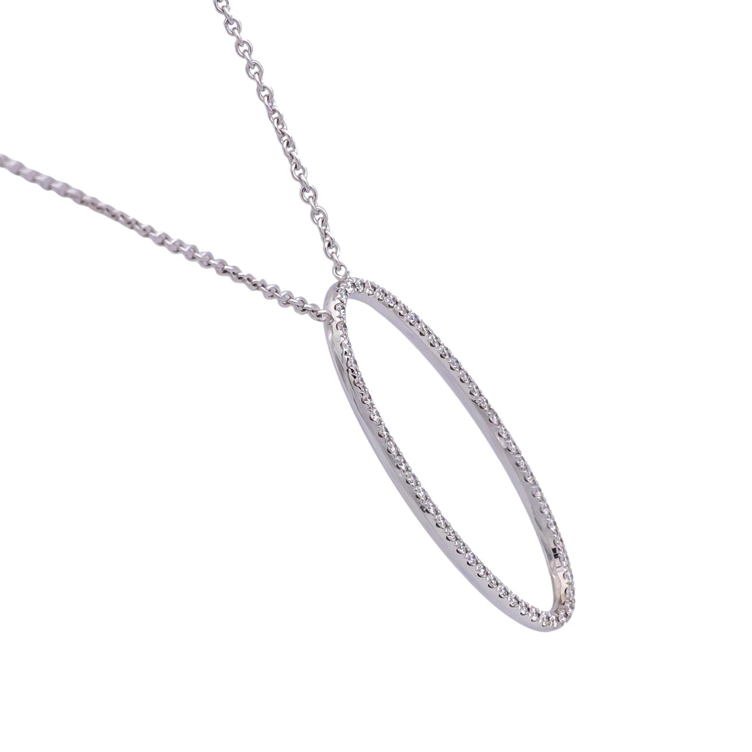 Tiffany & Co. 18K White Gold Metro Diamond Oval Pendant Necklace 16"