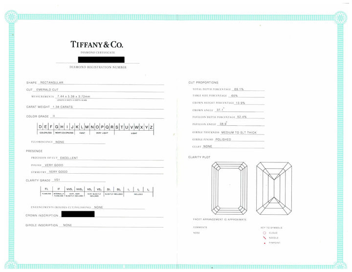 Tiffany & Co. Soleste 1.38 Ct Center Emerald Cut Halo Engagement Ring - H VS1