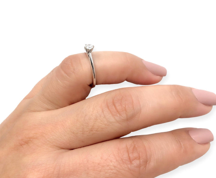 Vintage Tiffany & Co. Platinum .27 ct E VVS1 Diamond Solitaire Engagement Ring
