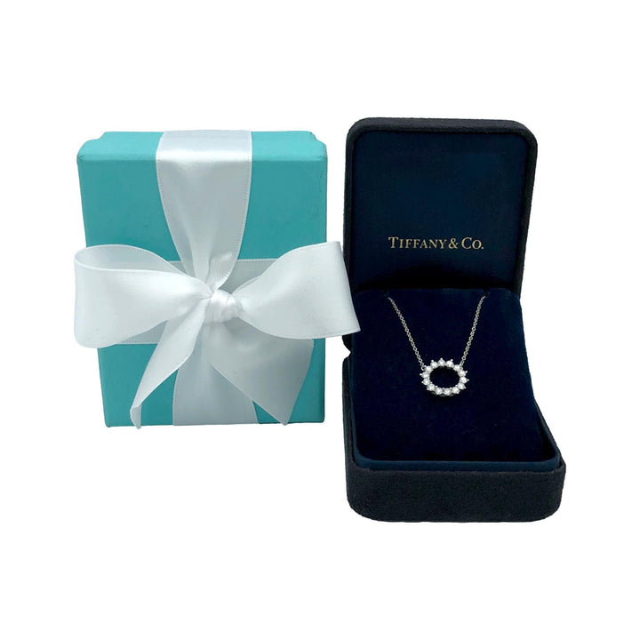 Tiffany & Co. Platinum and Diamond .47ct Open Circle Pendant Necklace 16.5 Inch