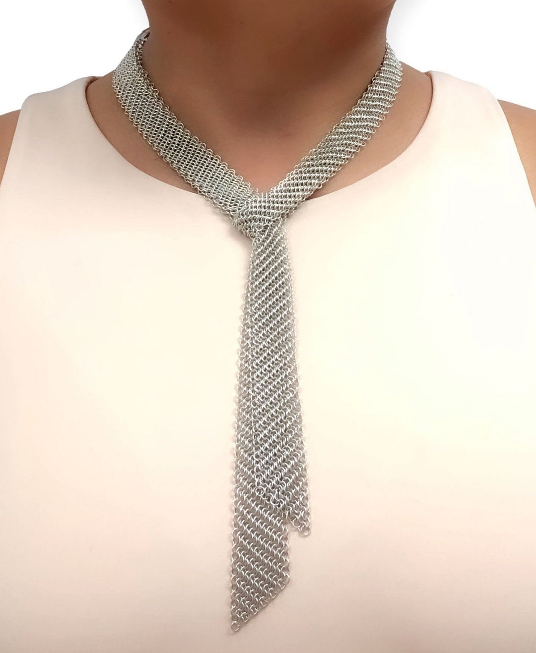 Tiffany and Co Elsa Peretti Sterling Silver Tie Mesh Scarf 49" Extra long