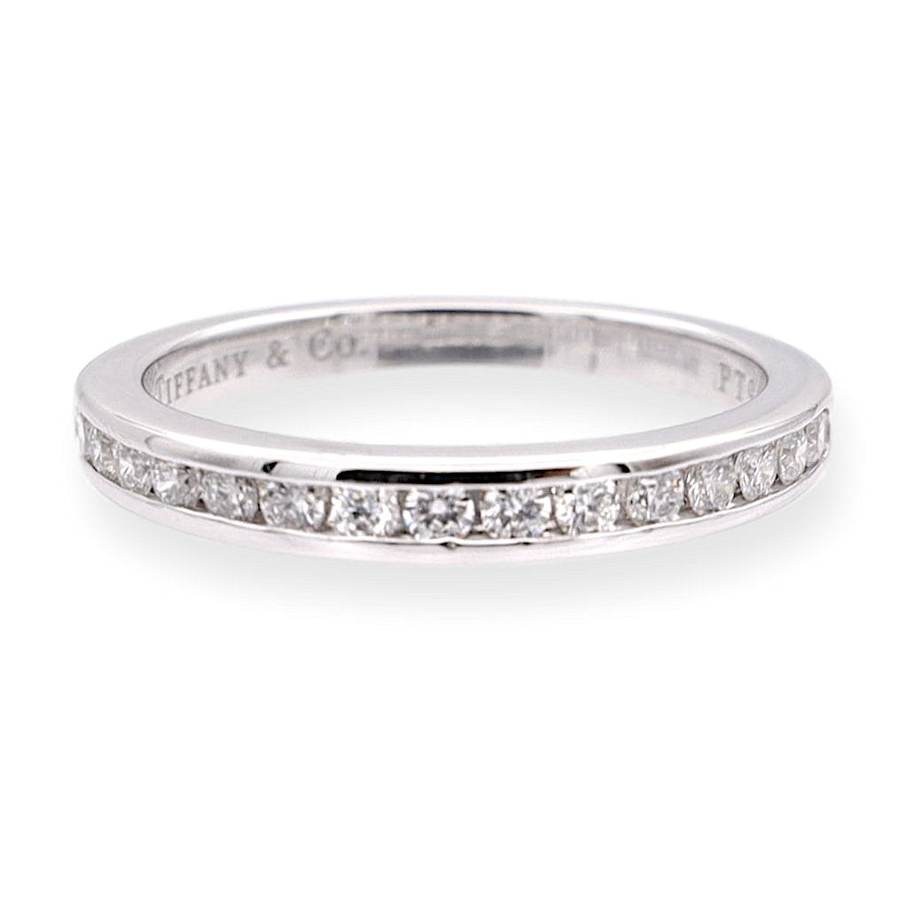 Tiffany & Co Platinum Half Circle Eternity Band Ring .24 ct 2.6 mm Size 5.5