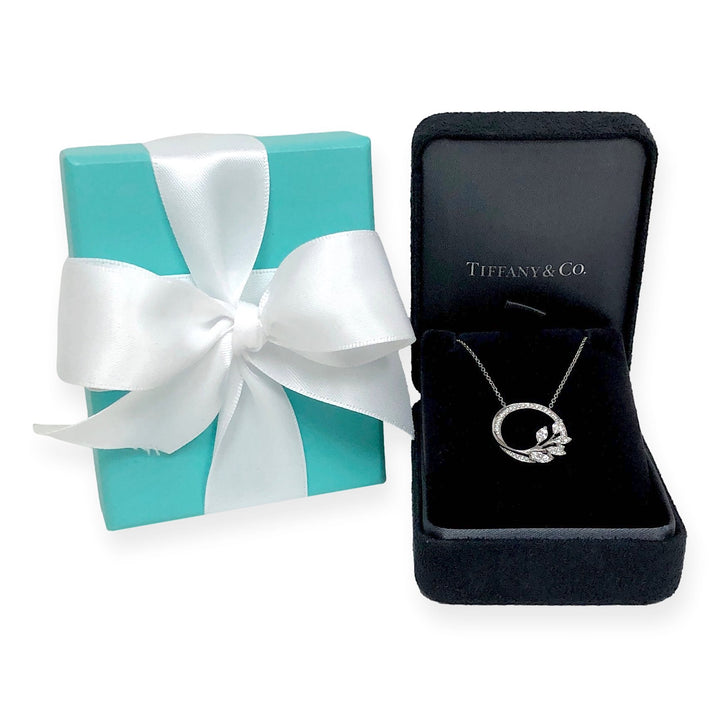 Tiffany & Co. Platinum Vine Victoria Mixed-Cut Diamond Circle Necklace Small