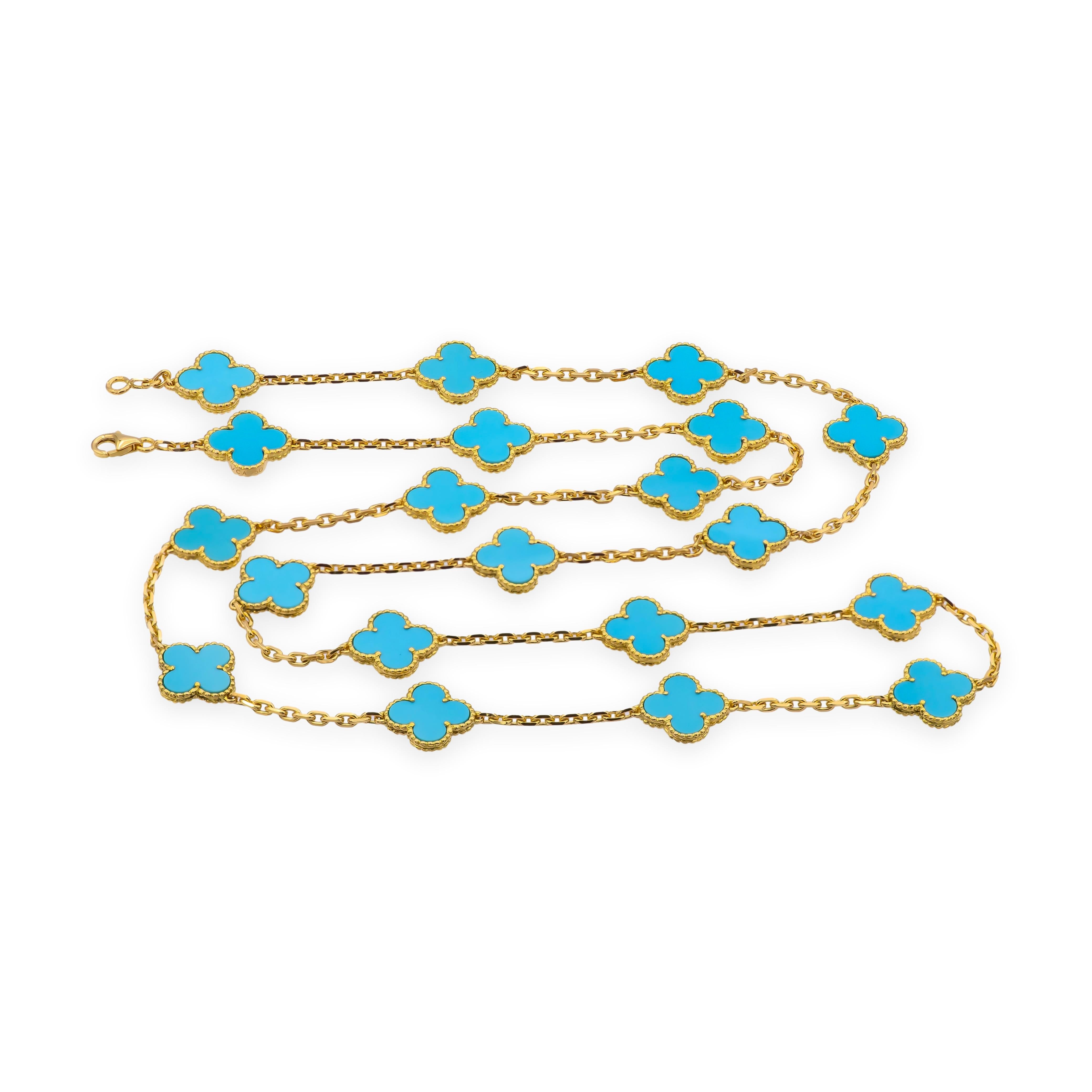 Van Cleef & Arpels Vintage Alhambra 20-Motif Turquoise Necklace