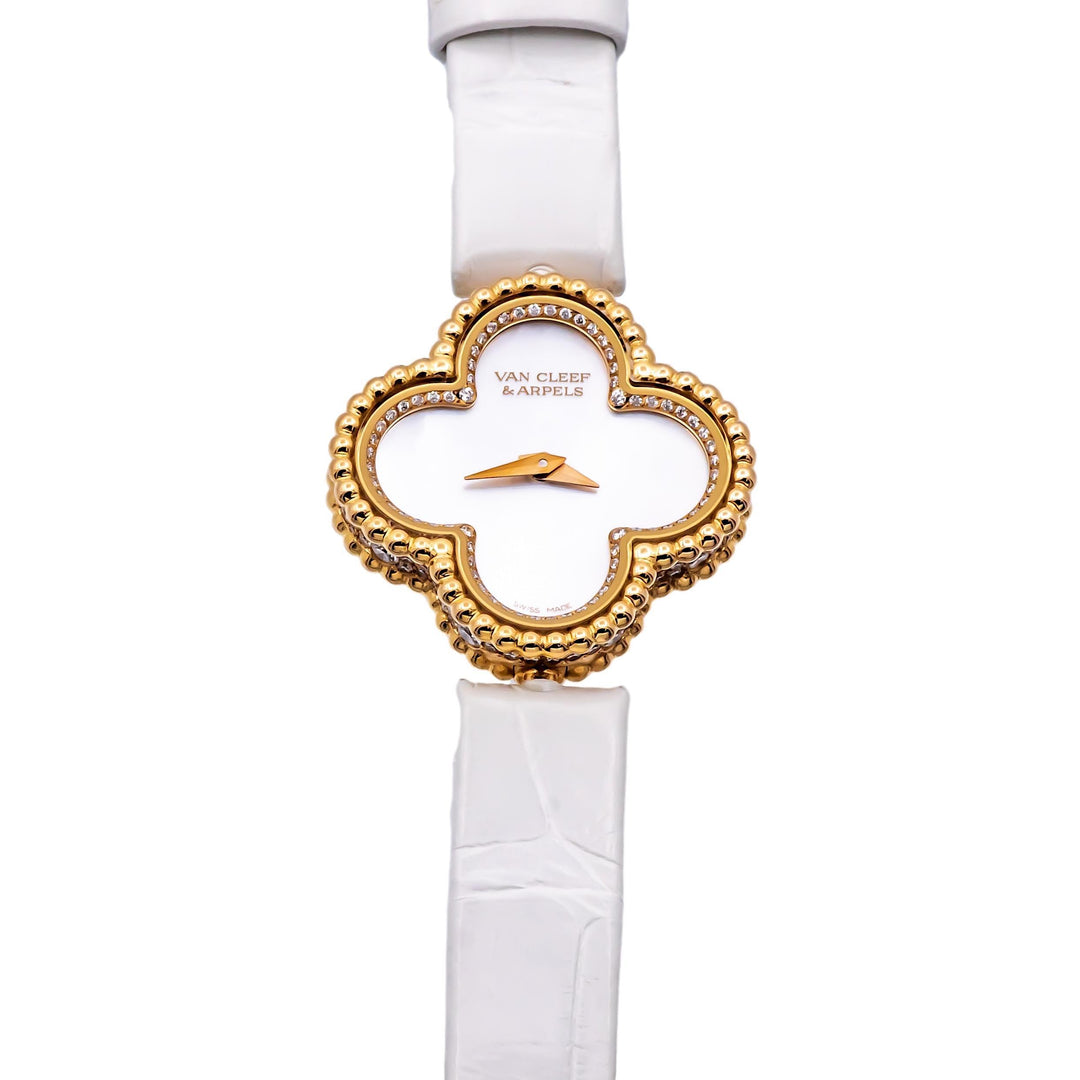 Ladie's Van Cleef & Arpels 18K Rose Gold Sweet Alhambra Diamond Watch 23mm