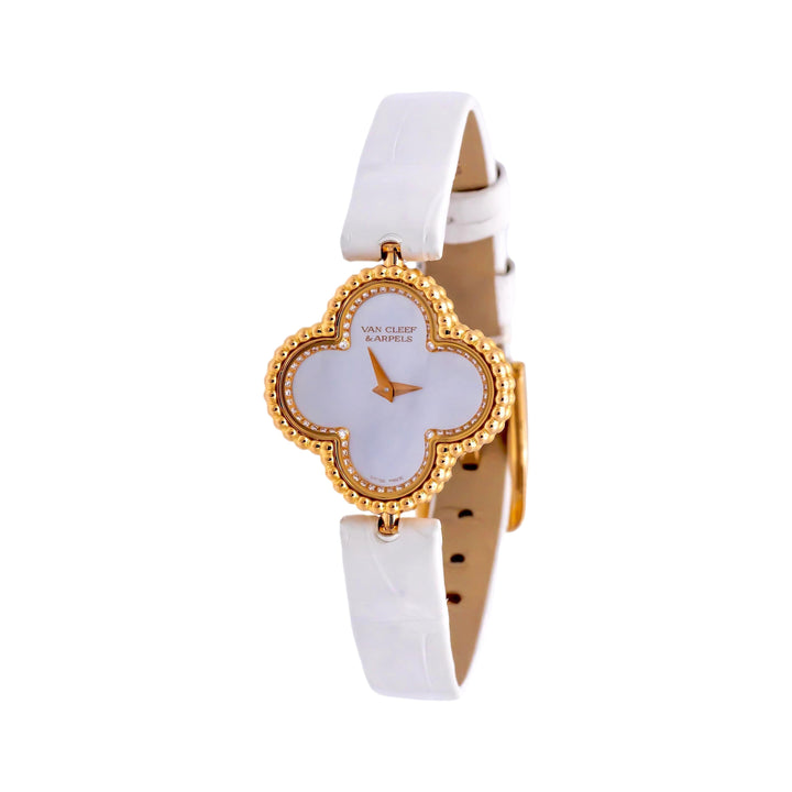 Ladie's Van Cleef & Arpels 18K Rose Gold Sweet Alhambra Diamond Watch 23mm