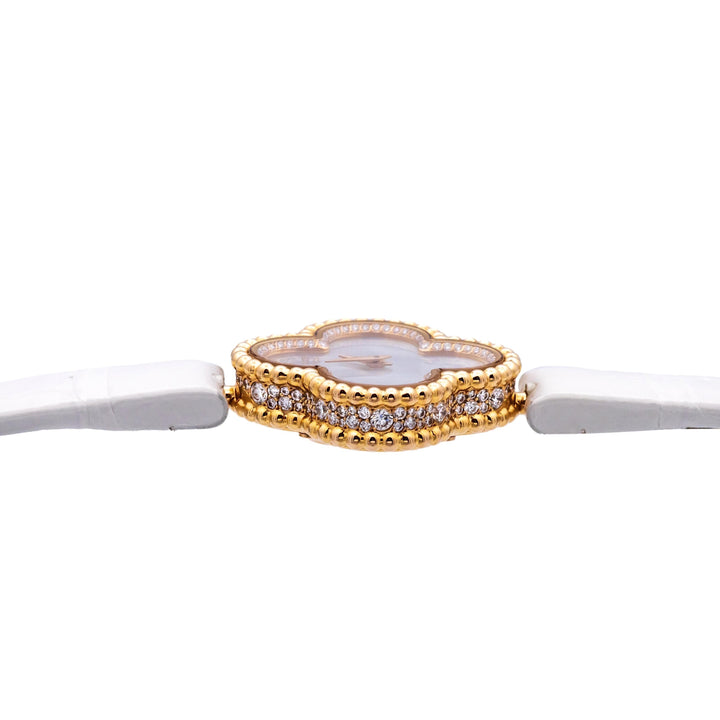Ladie's Van Cleef & Arpels 18K Rose Gold Sweet Alhambra Diamond Watch 23mm