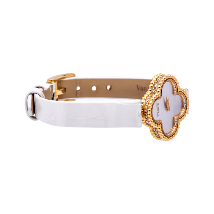 Ladie's Van Cleef & Arpels 18K Rose Gold Sweet Alhambra Diamond Watch 23mm
