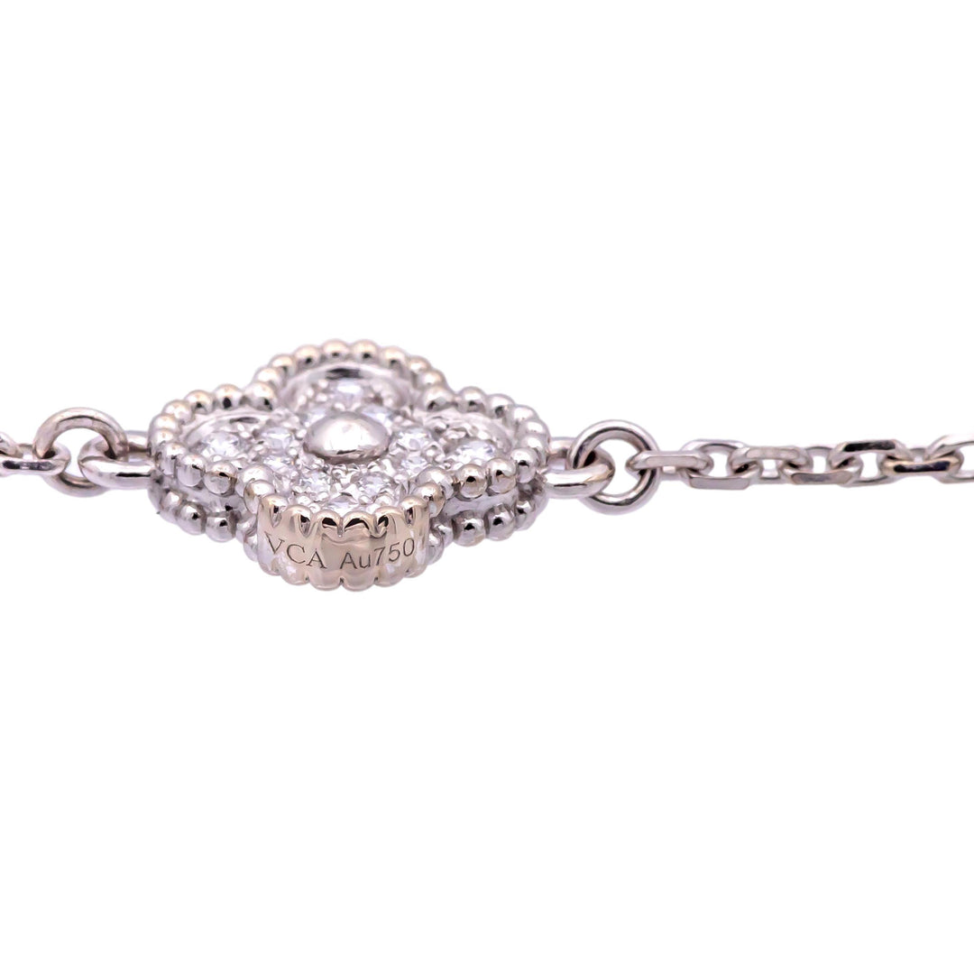 Van Cleef & Arpels 18K White Gold Sweet Alhambra Diamond Bracelet 6 Motif