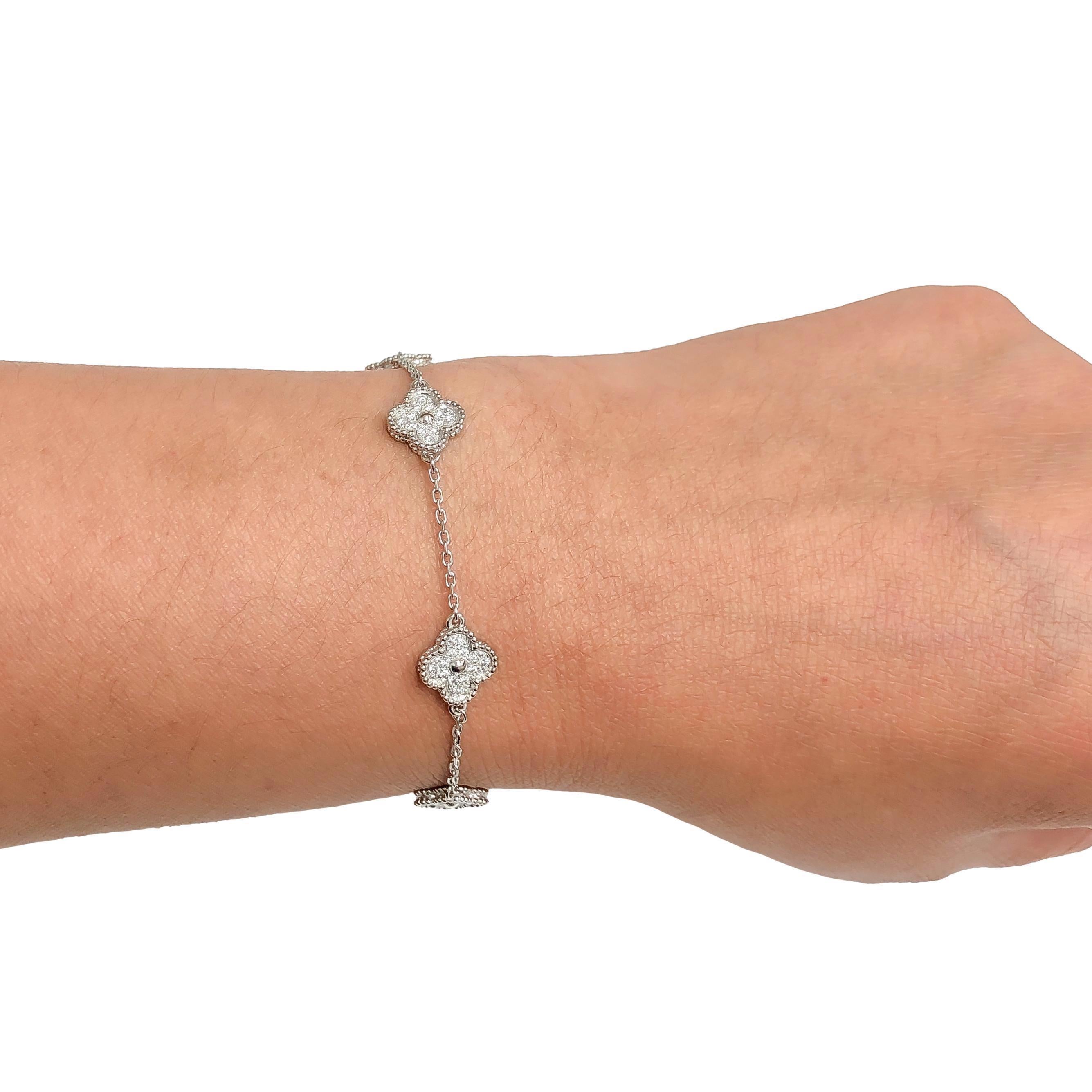 Van Cleef & Arpels 18K White Gold Sweet Alhambra Diamond Bracelet