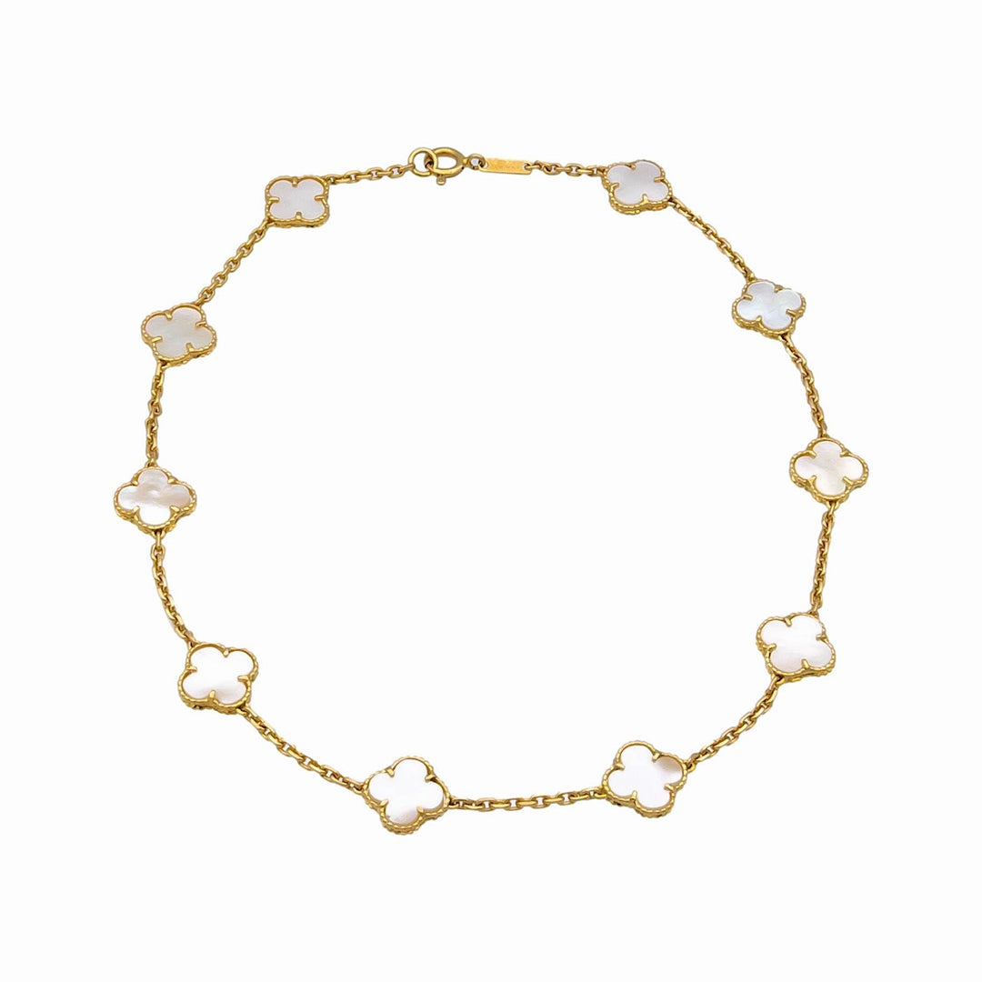 Van Cleef & Arpels 18K Yellow Gold Vintage Alhambra 10 Motif  Necklace Ca. 2000