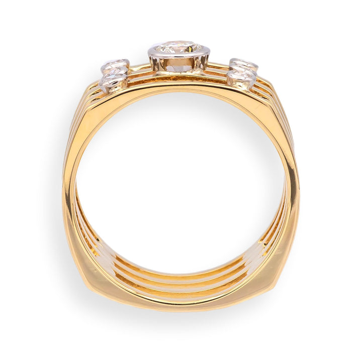 Vintage 14K Multi-Band Diamond Ring, Geometric Modern, Approx 0.50 Ct TW Size 7