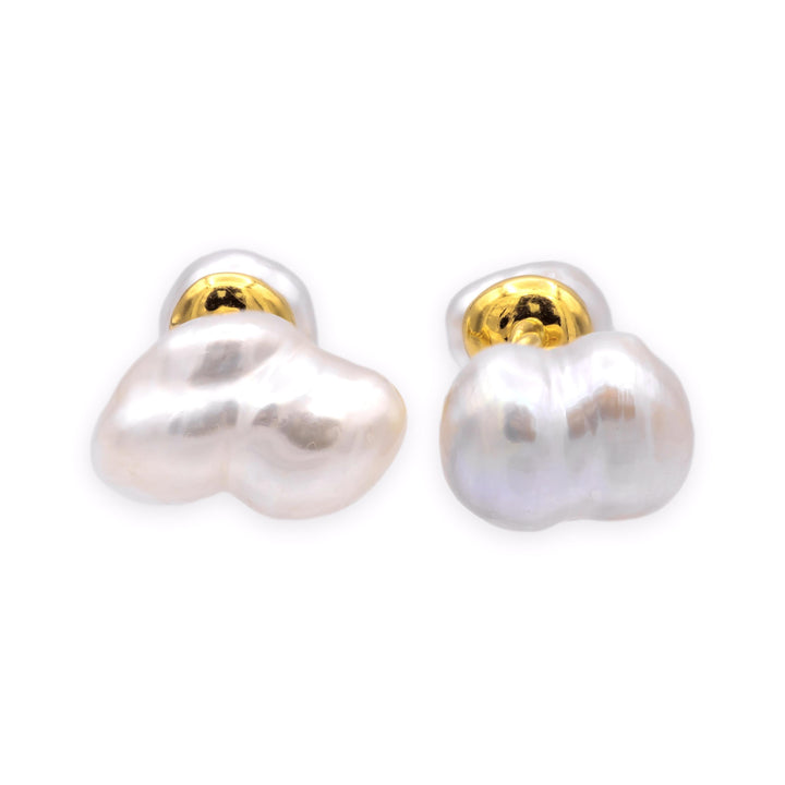 Vintage 18K Yellow Gold Keshi Pearl Cufflinks Exceptional Luster