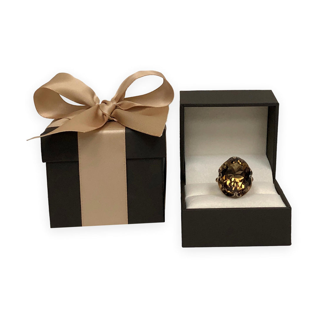 Vintage Mid-Century 9K Gold Smoky Quartz Statement Ring