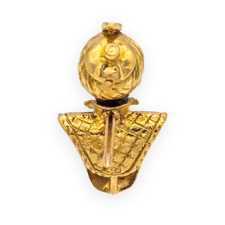 Vintage Blackamoor Gold, Ruby & Diamond Tie Tack  14K & 18K Yellow Gold