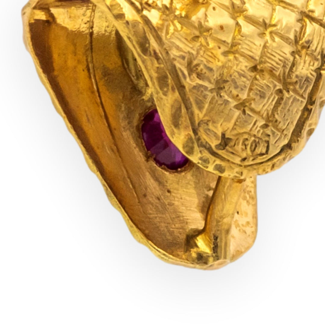 Vintage Blackamoor Gold, Ruby & Diamond Tie Tack  14K & 18K Yellow Gold