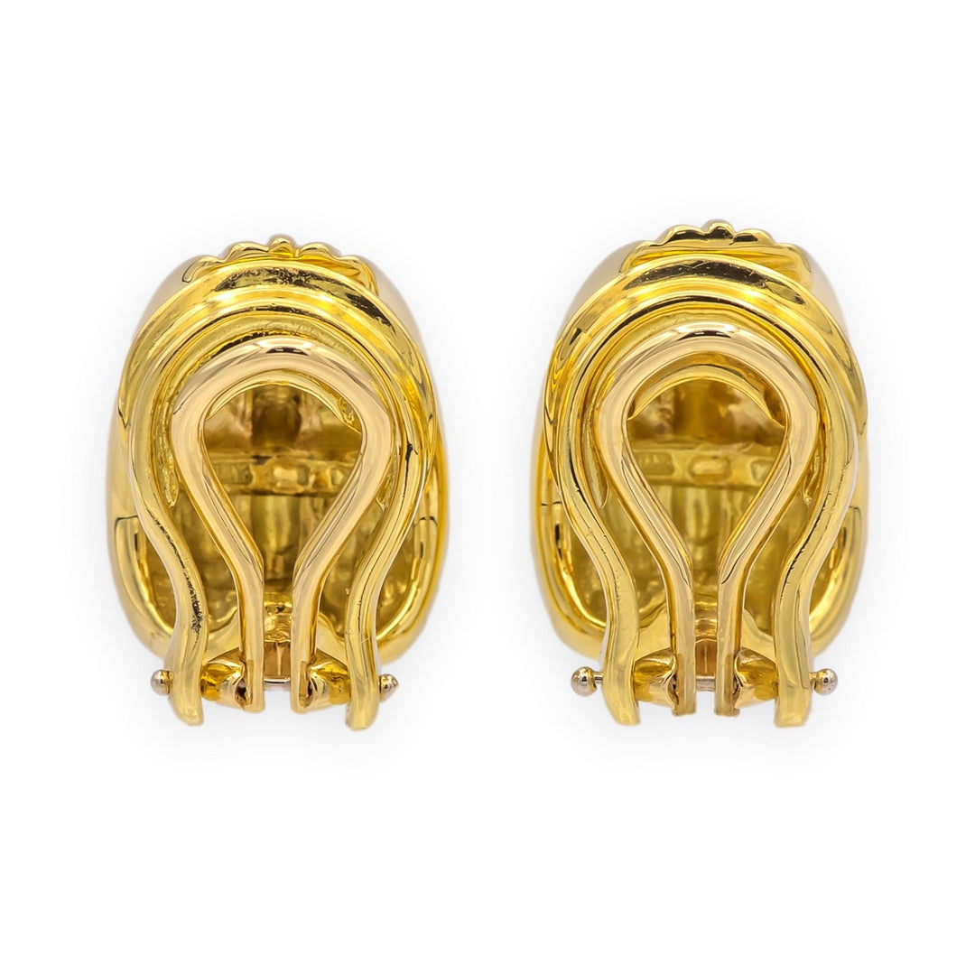 Vintage David Yurman 18K Yellow Gold Cable Shrimp J Hoop Earrings