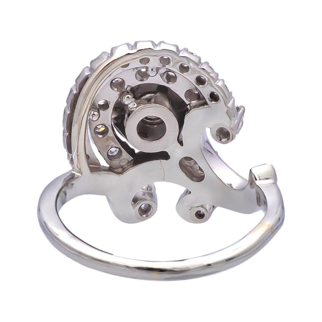 Vintage Jabel 14K White Gold Old Cut Diamond Cluster Cocktail Ring