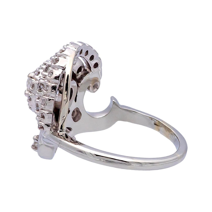 Vintage Jabel 14K White Gold Old Cut Diamond Cluster Cocktail Ring