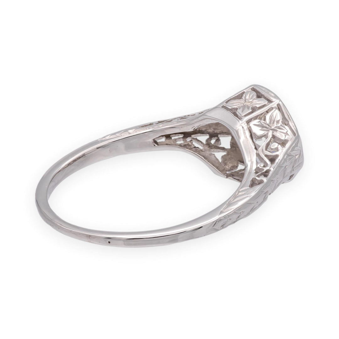 Antique Art Deco 14K White G---old Diamond Engagement Ring .40 ct E-F VS1-VS2
