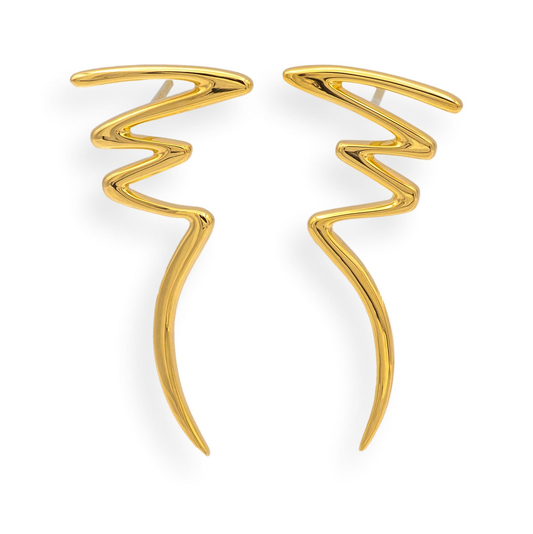 Vintage Paloma Picasso Tiffany & Co. 18K Yellow Gold Scribble Zig Zag Earrings