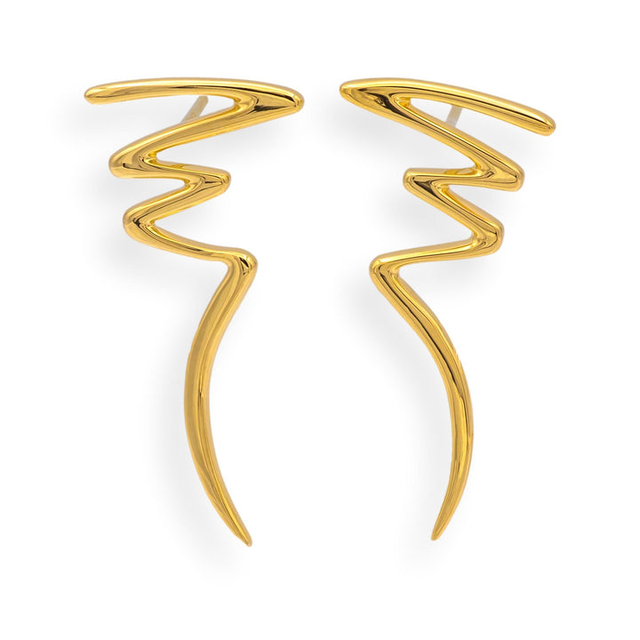 Vintage Paloma Picasso Tiffany & Co. 18K Yellow Gold Scribble Zig Zag Earrings