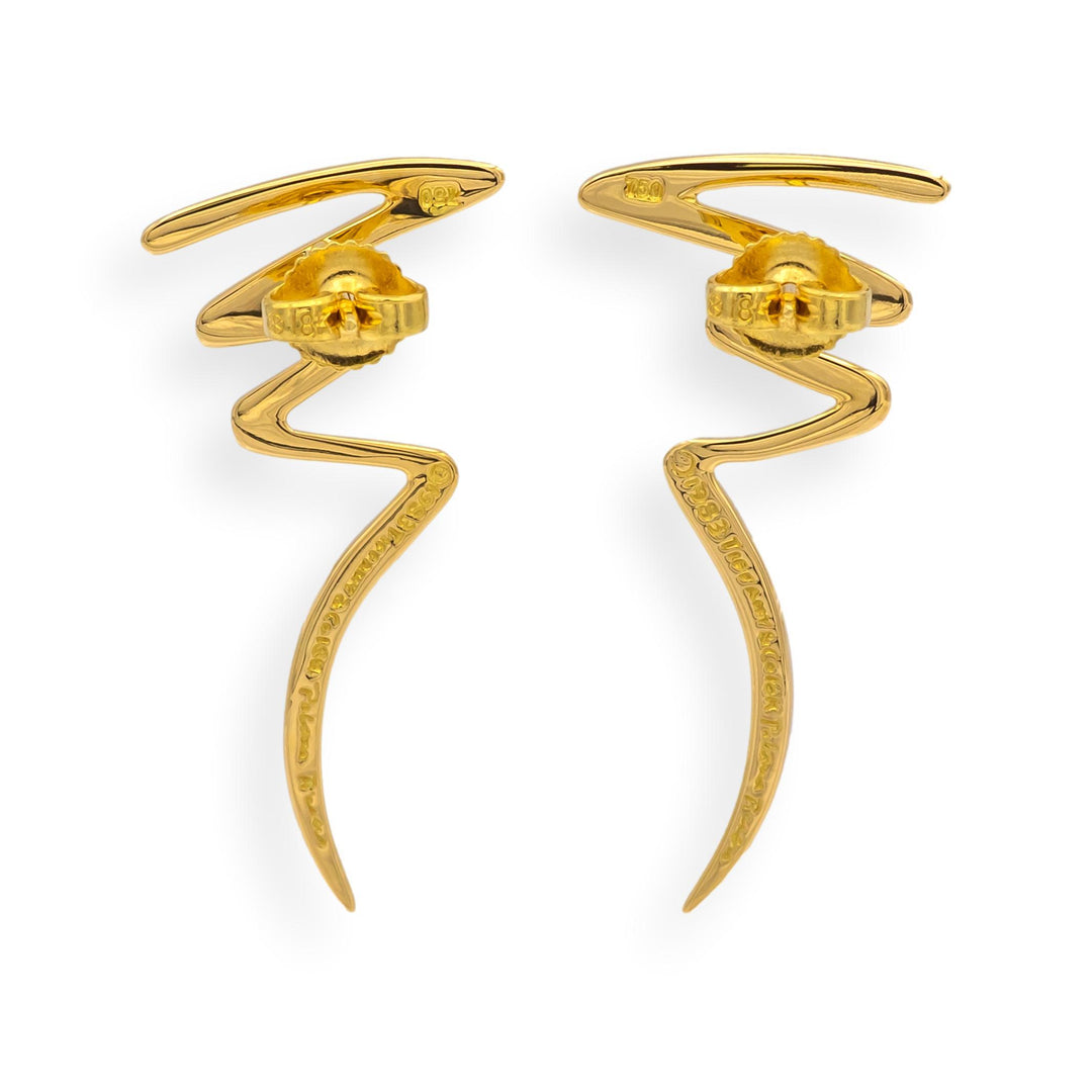 Vintage Paloma Picasso Tiffany & Co. 18K Yellow Gold Scribble Zig Zag Earrings