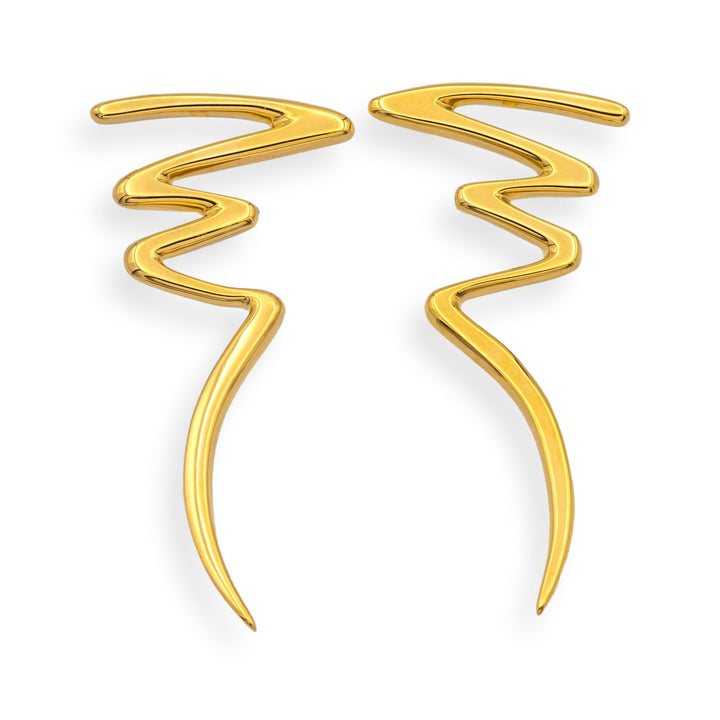 Vintage Paloma Picasso Tiffany & Co. 18K Yellow Gold Scribble Zig Zag Earrings
