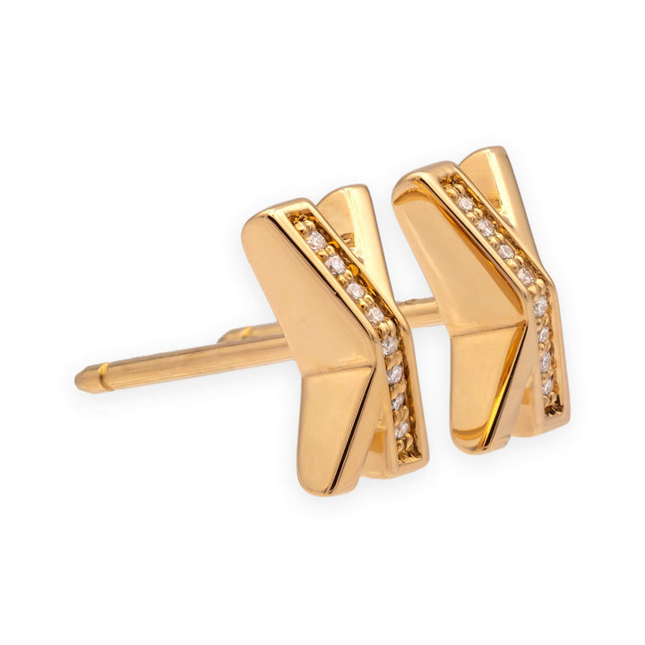 Vintage Tiffany & Co. 18K Rose Gold Atlas X Diamond Stud Earrings