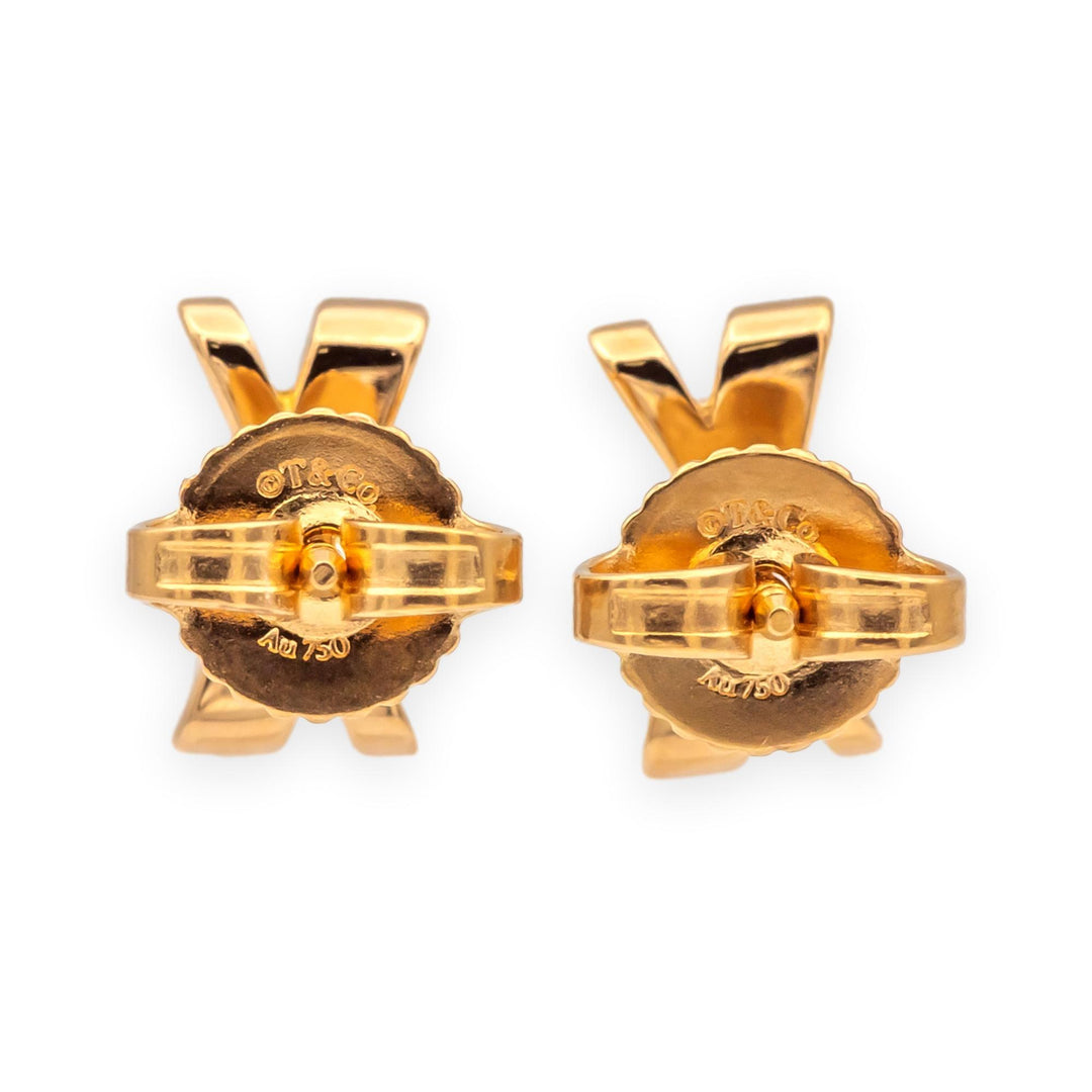 Vintage Tiffany & Co. 18K Rose Gold Atlas X Diamond Stud Earrings