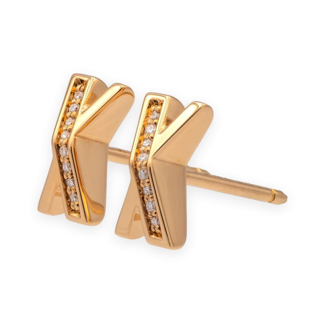 Vintage Tiffany & Co. 18K Rose Gold Atlas X Diamond Stud Earrings