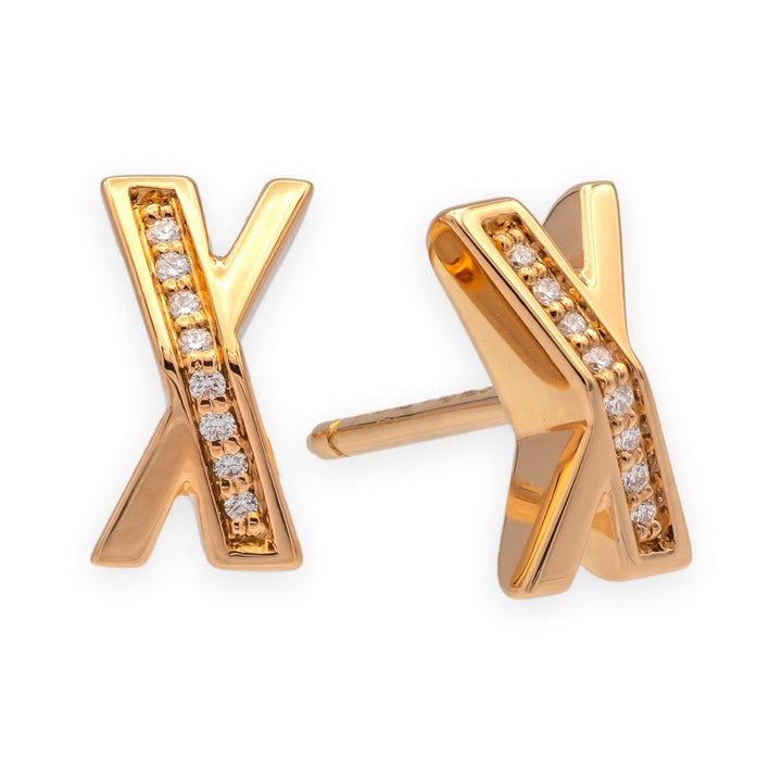 Vintage Tiffany & Co. 18K Rose Gold Atlas X Diamond Stud Earrings