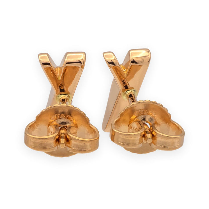 Vintage Tiffany & Co. 18K Rose Gold Atlas X Diamond Stud Earrings