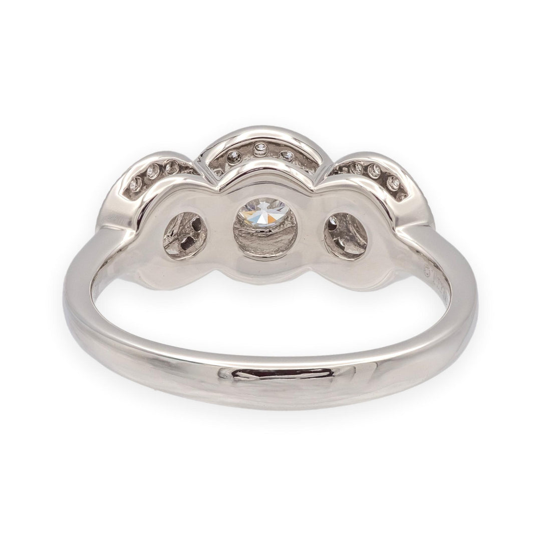 Tiffany & Co. Platinum Circlet 3-Stone Halo Diamond Ring – .90 Ct Total Weight