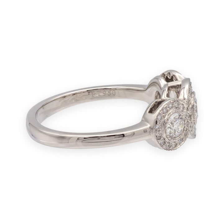 Tiffany & Co. Platinum Circlet 3-Stone Halo Diamond Ring – .90 Ct Total Weight