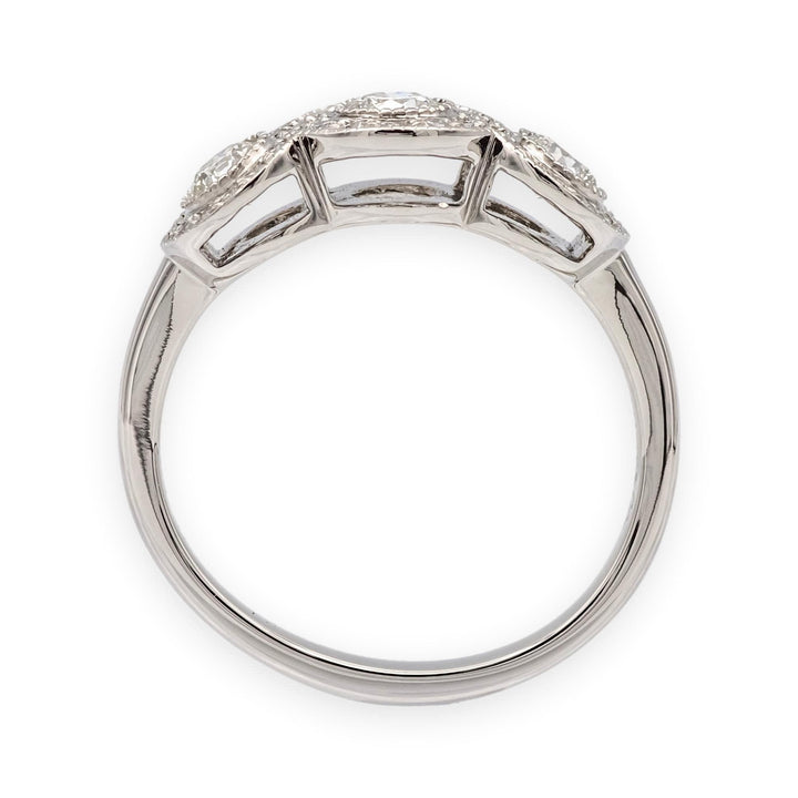 Tiffany & Co. Platinum Circlet 3-Stone Halo Diamond Ring – .90 Ct Total Weight