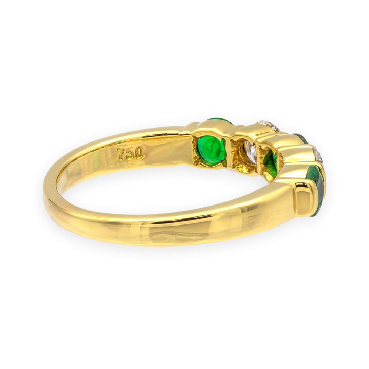 Tiffany & Co. Vintage 18K Yellow Gold Emerald and Diamond 5 Stone Band Ring 4mm