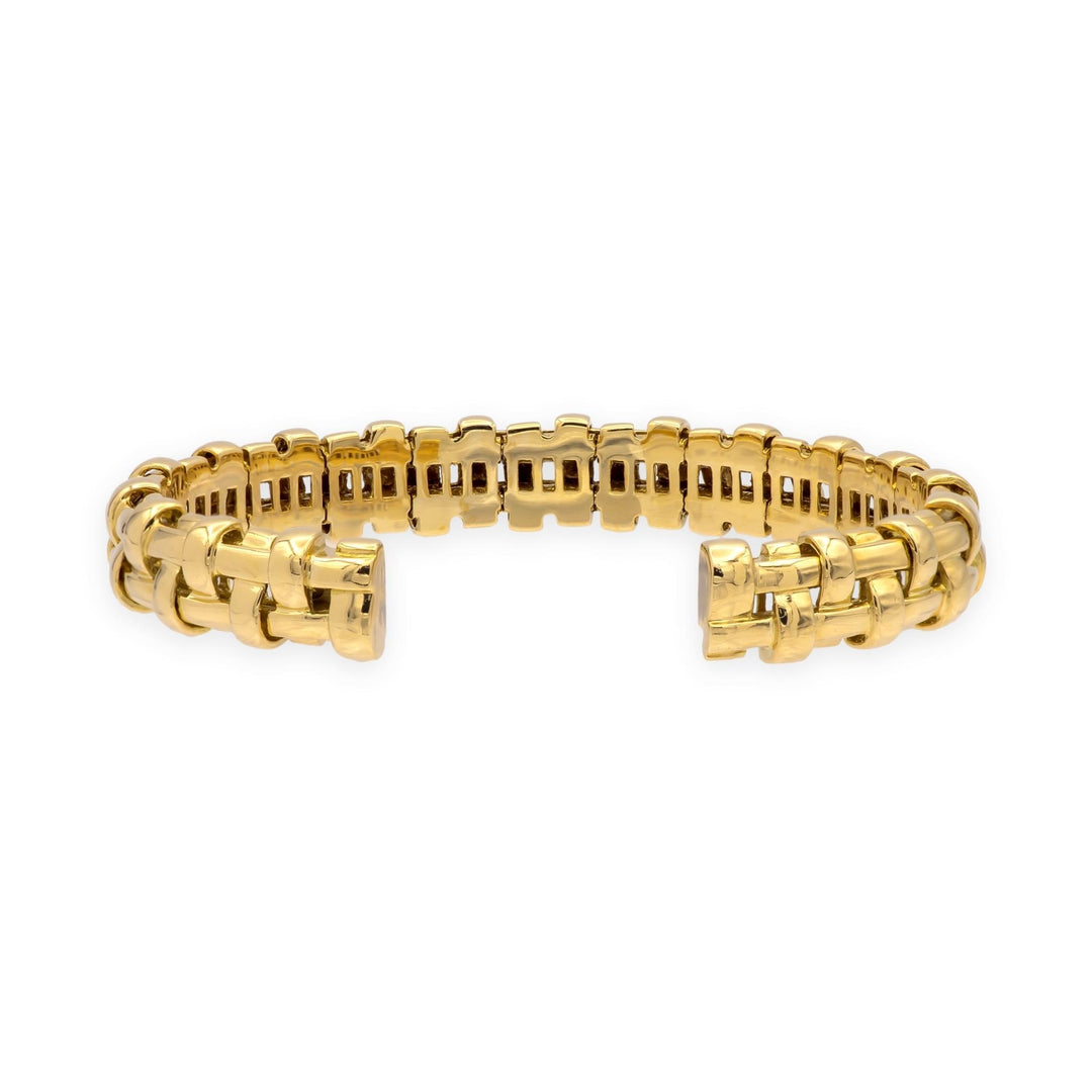 Vintage Tiffany & Co. 18K Yellow Gold Vannerie Basket Weave Cuff Bracelet