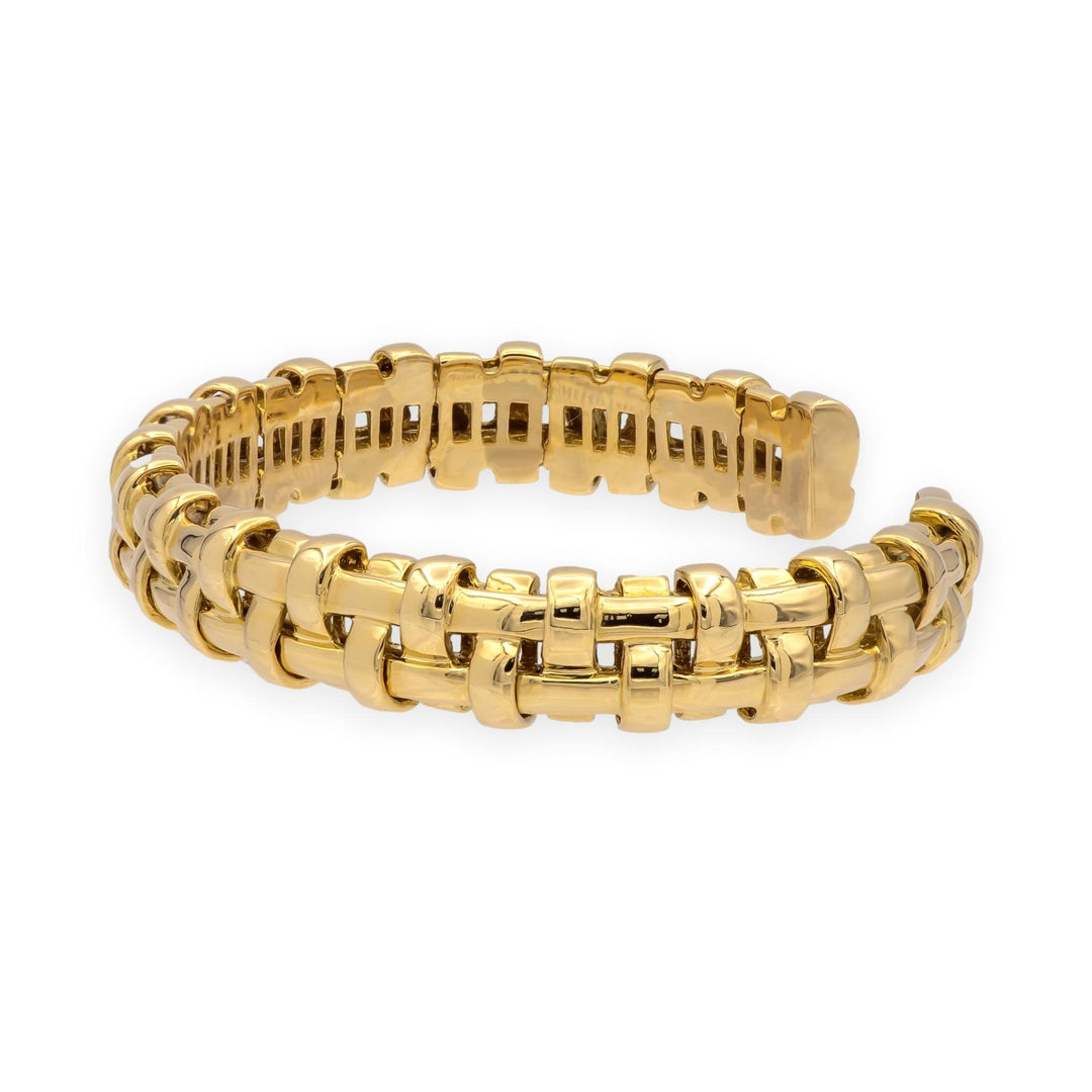 Vintage Tiffany & Co. 18K Yellow Gold Vannerie Basket Weave Cuff Bracelet
