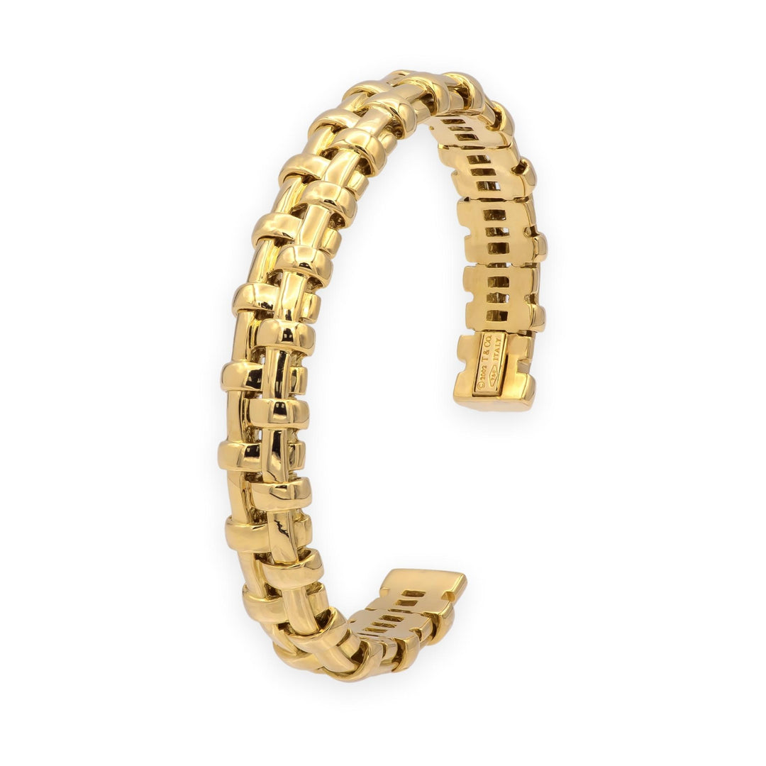 Vintage Tiffany & Co. 18K Yellow Gold Vannerie Basket Weave Cuff Bracelet