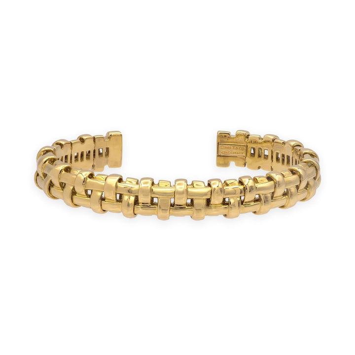 Vintage Tiffany & Co. 18K Yellow Gold Vannerie Basket Weave Cuff Bracelet