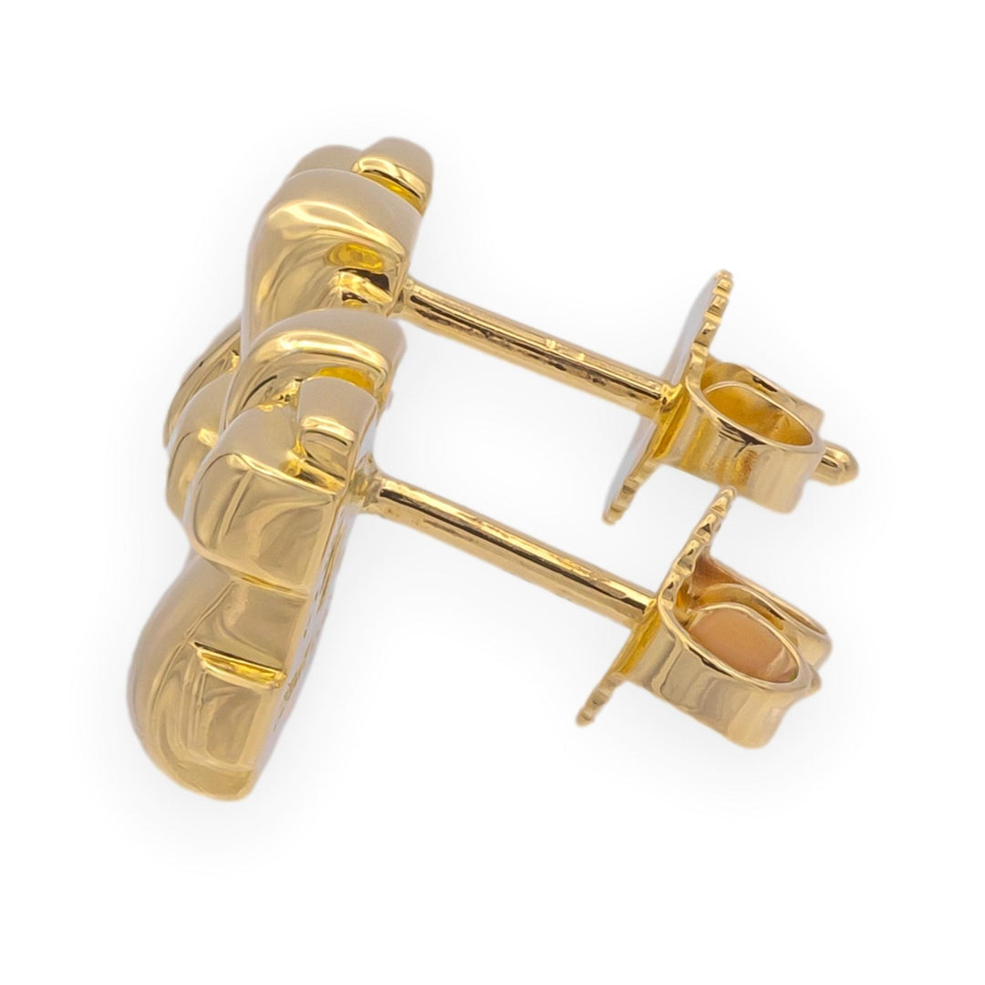 Vintage Tiffany & Co. 18K Yellow Gold Vannerie Basket Weave Stud Earrings 2002