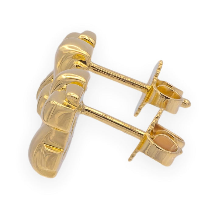 Vintage Tiffany & Co. 18K Yellow Gold Vannerie Basket Weave Stud Earrings 2002