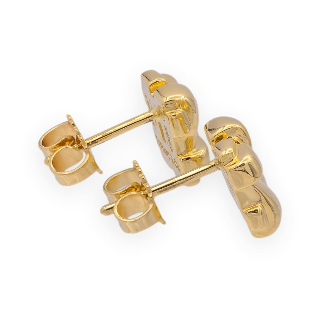 Vintage Tiffany & Co. 18K Yellow Gold Vannerie Basket Weave Stud Earrings 2002