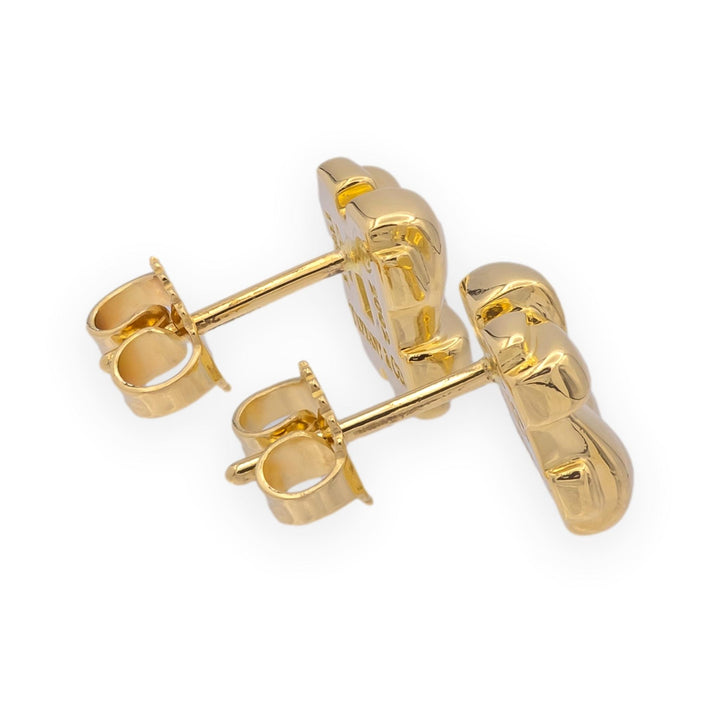 Vintage Tiffany & Co. 18K Yellow Gold Vannerie Basket Weave Stud Earrings 2002