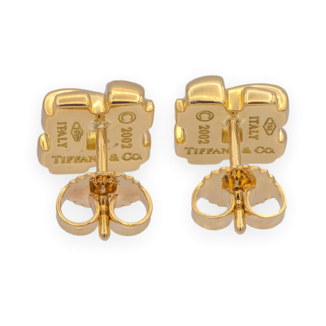 Vintage Tiffany & Co. 18K Yellow Gold Vannerie Basket Weave Stud Earrings 2002