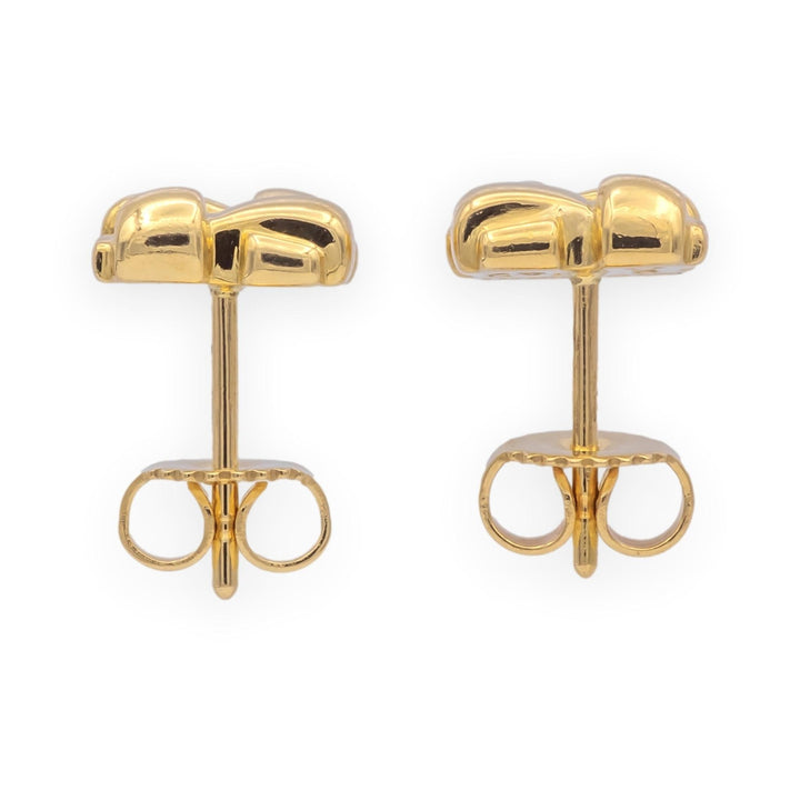 Vintage Tiffany & Co. 18K Yellow Gold Vannerie Basket Weave Stud Earrings 2002